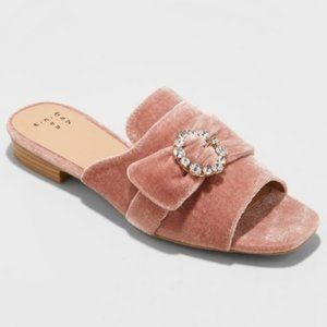 A New Day Velvet Embellished Slide Sandals in Blush